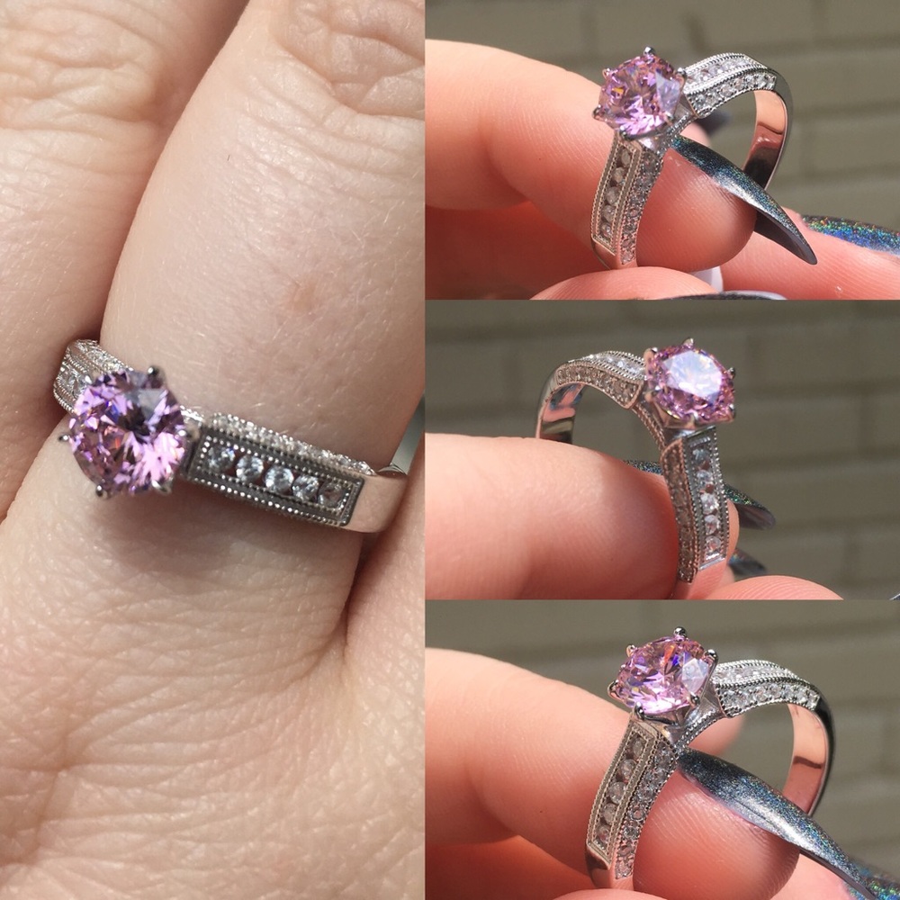 SOLD / FJ $100 Winner Pink CZ .925 Silver Ring